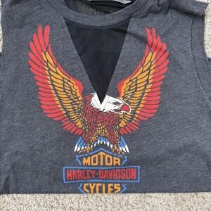 Harley Davidson Eagle Tank Top Black Mesh Back Sleeveless Shirt Large